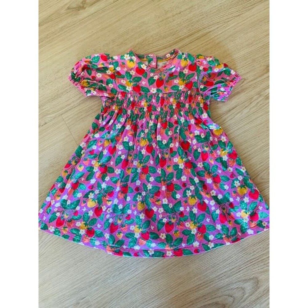 MINI BODEN smocked dress strawberry print 12-18M